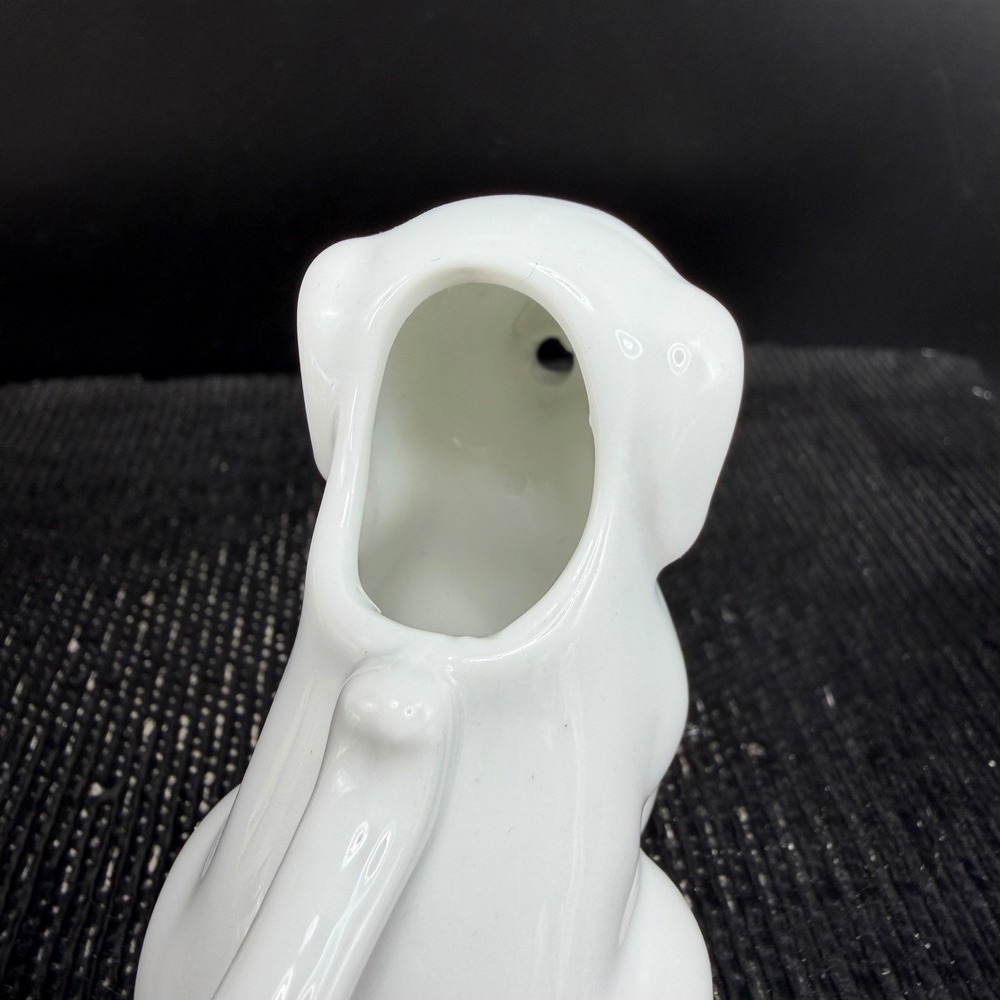 White Ceramic Dog Creamer Pitcher Vintage Puppy Figurine‎ Mini Milk Jug 3inch - Picture 5 of 9